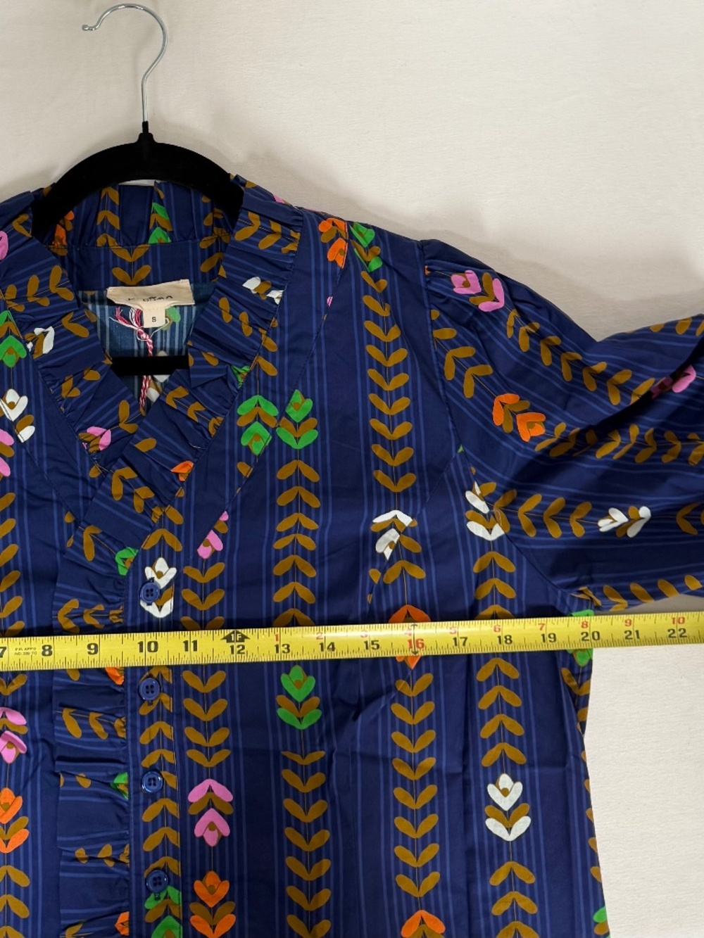 Umgee Midnight Mix Printed Blouse Ruffle V-Neck Boho Top NWT - Picture 9 of 9